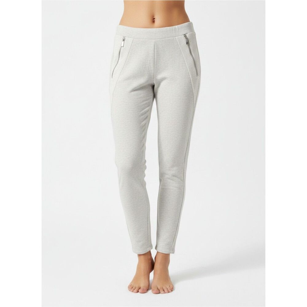 Maje Women 1 Heathered Ivory Cotton Jogger Sweatpants Zip Pocket Quiet Luxury